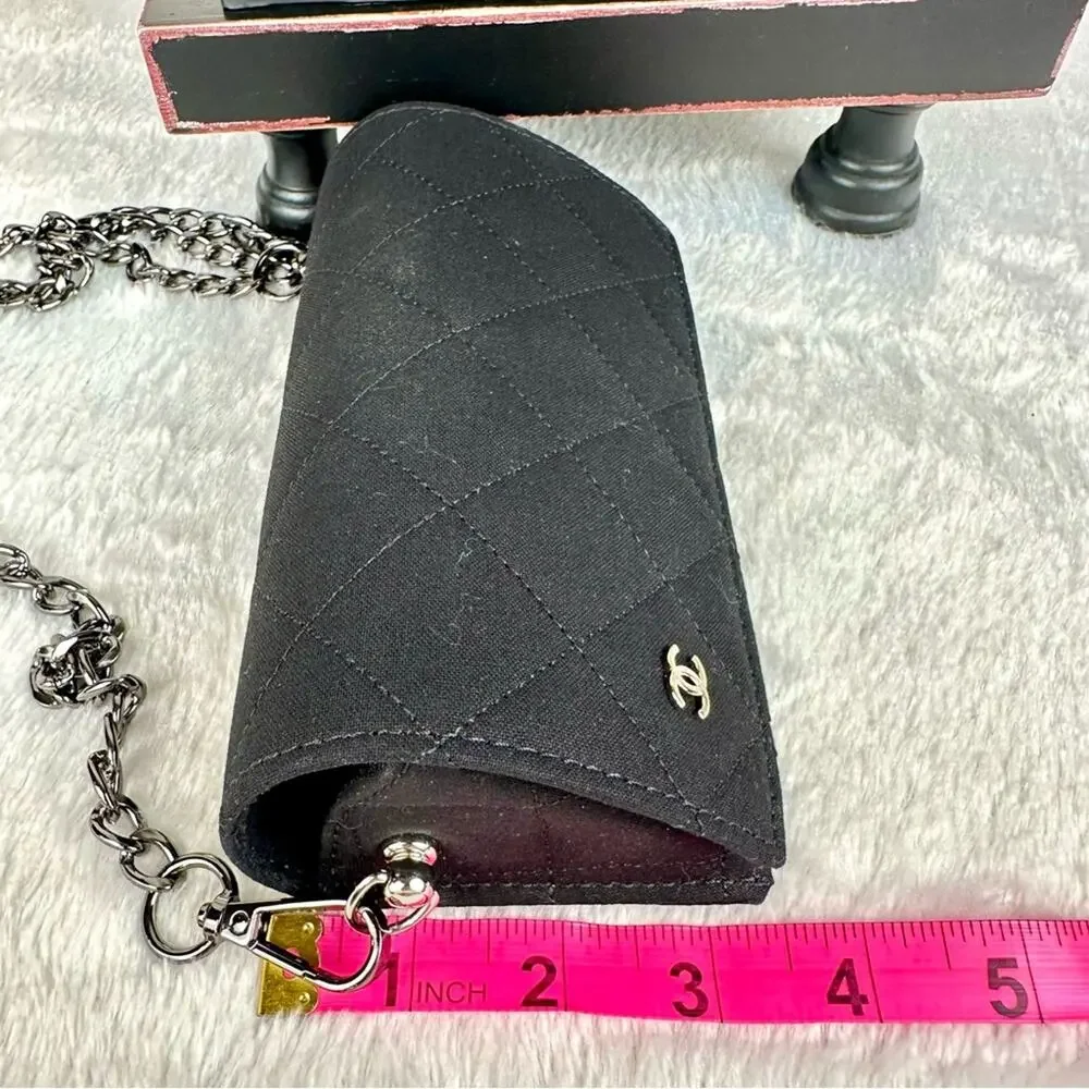 Chanel black canvas cloth sunglass case crossbody - Picture 10 of 11
